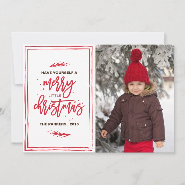 Merry Little Christmas Holiday Photo Card (Front)