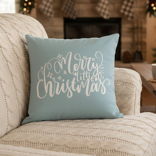 Merry little Christmas in light blue Cushion