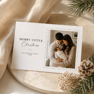 Merry Little Christmas Modern Family Photo Holiday Card