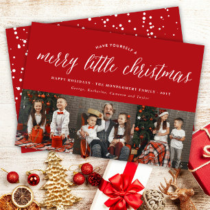 Merry Little Christmas Modern Typography Photo Holiday Card