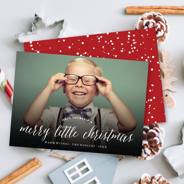 Merry Little Christmas Modern Typography Photo Holiday Card (Creator Uploaded)