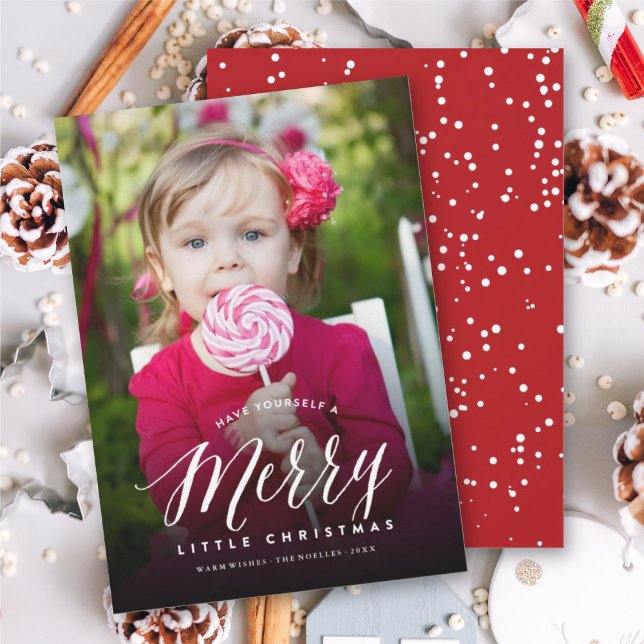 Merry Little Christmas Modern Typography Photo Holiday Card (Creator Uploaded)