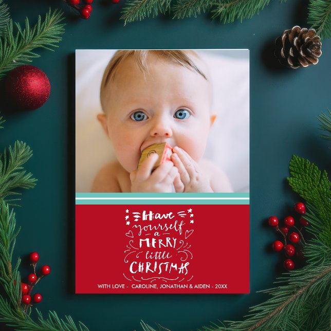 Merry Little Christmas New Baby Photo Holiday Card (Creator Uploaded)