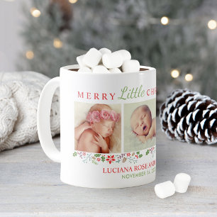 Merry Little Christmas Newborn Baby Photo Holiday Coffee Mug