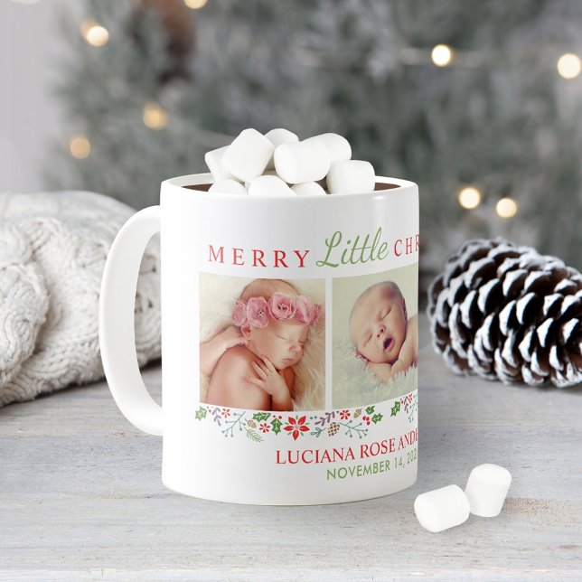 Merry Little Christmas Newborn Baby Photo Holiday Coffee Mug (Creator Uploaded)