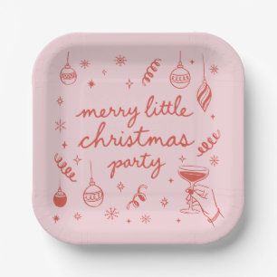 Merry Little Christmas Party Doodle Paper Plate