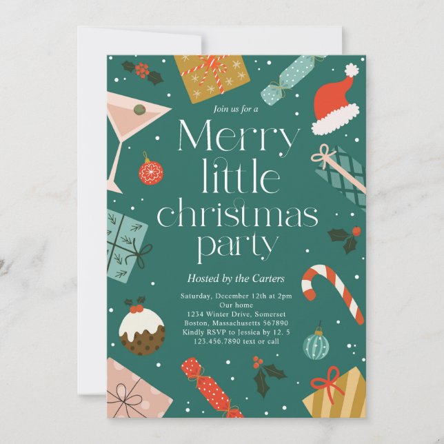 Merry Little Christmas Party Holiday Party Invitation (Front)