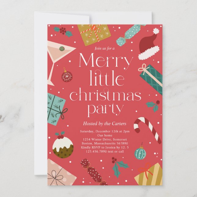 Merry Little Christmas Party Holiday Party Invitation (Front)