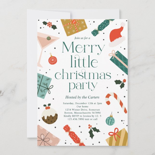Merry Little Christmas Party Holiday Party Invitation (Front)