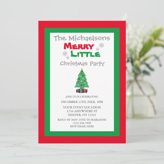 Merry Little Christmas Party Invitation (Standing Front)