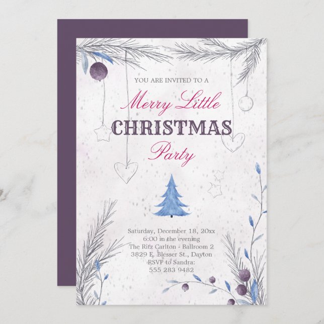 Merry Little Christmas Party Invitation (Front/Back)