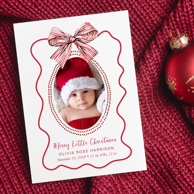 Merry Little Christmas Photo Birth Announcement (A beautiful and unique way to introduce family and friends to your Christmas  baby)