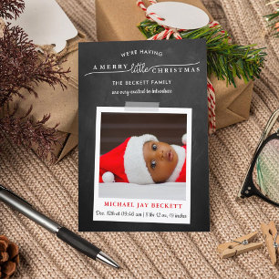 Merry Little Christmas Photo Birth Announcement
