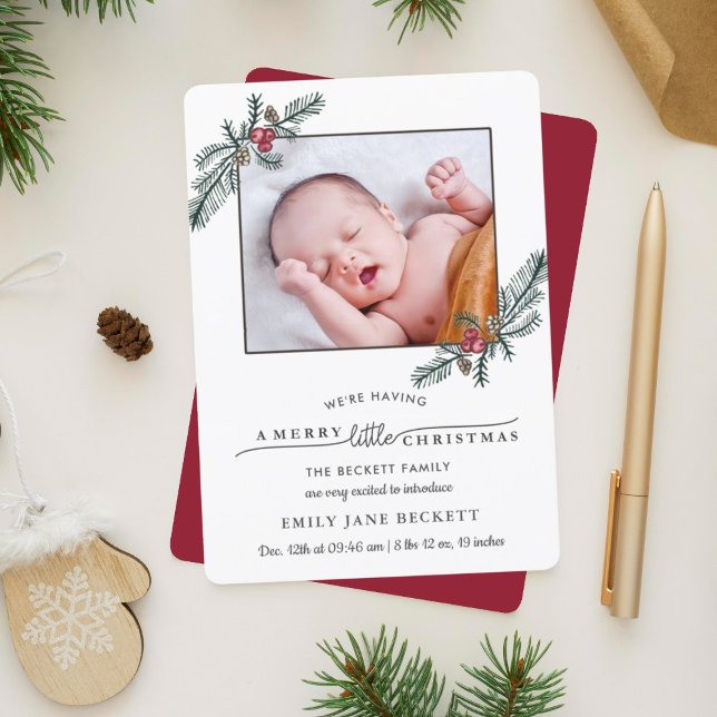 Merry Little Christmas Photo Birth Announcement (Creator Uploaded)