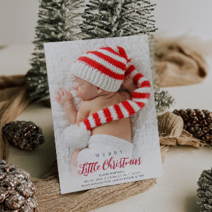 merry little Christmas photo birth announcement 