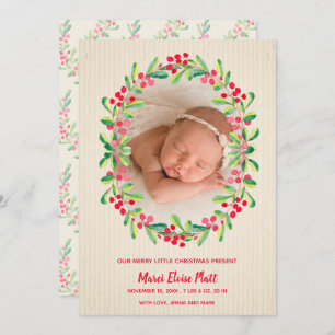 Merry Little Christmas Photo Birth Announcements
