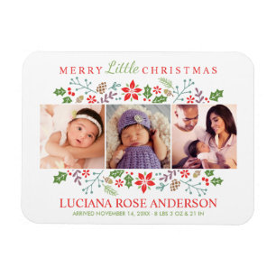 Merry Little Christmas   Photo Birth Magnet