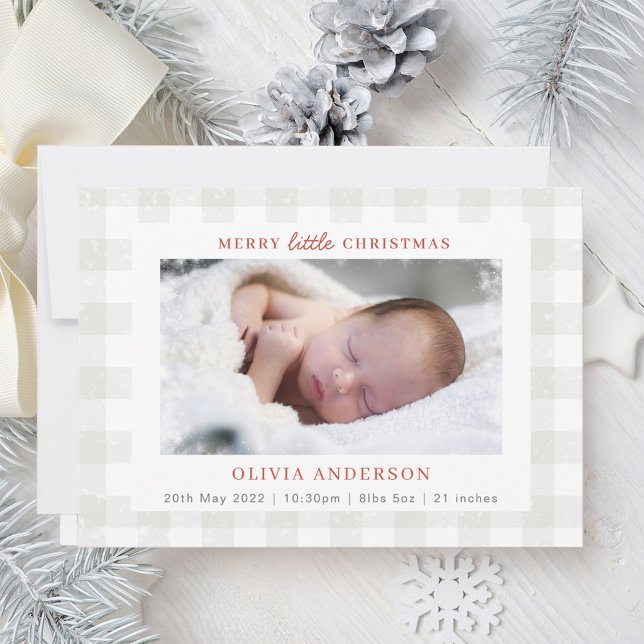 Merry Little Christmas Photo Collage Holiday Birth Announcement (Creator Uploaded)