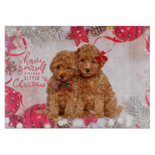 Merry Little Christmas Poodle Puppies  Cutting Board