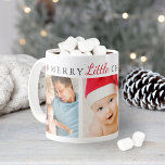 Merry Little Christmas Red Holiday Photo Collage Coffee Mug<br><div class="desc">This festive design features a "Merry Little Christmas" text design with red snowflake accents and three of your favourite holiday photos.</div>