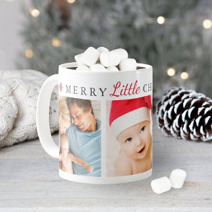 Merry Little Christmas Red Holiday Photo Collage Coffee Mug