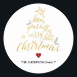 Merry Little Christmas round sticker<br><div class="desc">Merry Little Christmas - Round Sticker. Customisable. Part of a Christmas collection.</div>