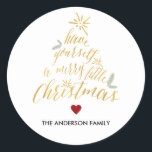 Merry Little Christmas round sticker<br><div class="desc">Merry Little Christmas - Round Sticker. Customisable. Part of a Christmas collection.</div>