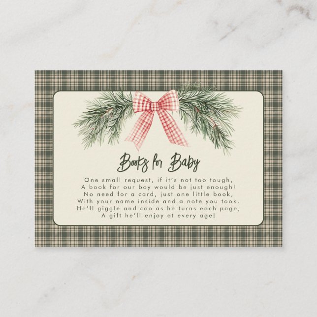 Merry Little Christmas Rustic Baby Shower  Enclosure Card (Front)