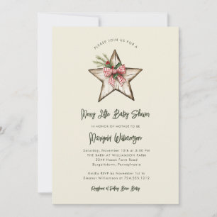 Merry Little Christmas Rustic Baby Shower Invitat Invitation