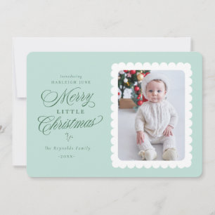 Merry Little Christmas Scallop First Christmas Holiday Card