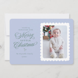 Merry Little Christmas Scallop First Christmas Holiday Card