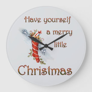 Merry Little Christmas Stocking Large Clock