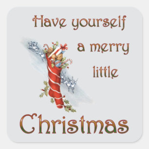 Merry Little Christmas Stocking Square Sticker