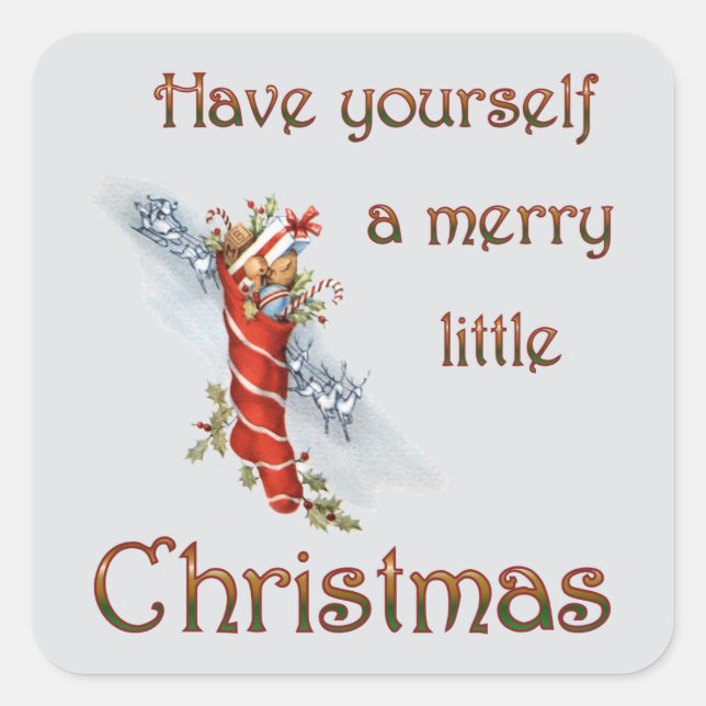 Merry Little Christmas Stocking Square Sticker (Front)