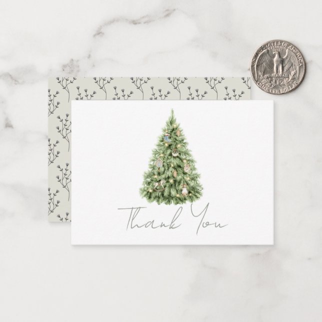 Merry Little Christmas Tree Baby Shower  Card (Front/Back In Situ)