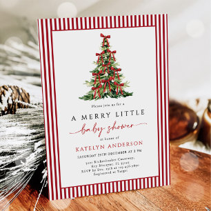 Merry Little Christmas Tree Baby Shower  Invitation