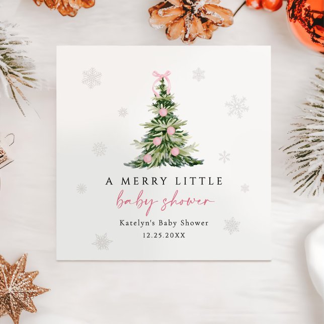 Merry Little Christmas Tree Baby Shower Napkin (Creator Uploaded)