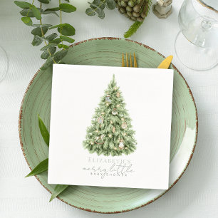Merry Little Christmas Tree Baby Shower Napkin