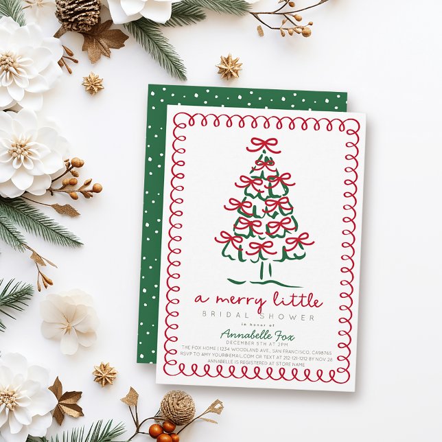 Merry Little Christmas Tree Bridal Shower Invitation (Creator Uploaded)
