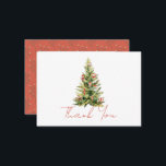 Merry Little Christmas Tree Red Thank You Card<br><div class="desc">This gender-neutral "Merry little Baby Shower" Christmas holiday baby shower thank you note card features a Christmas tree with ornaments in red. The reverse side features a red background with floral patterns. Personalise it for your needs. You can find matching products at my store.</div>