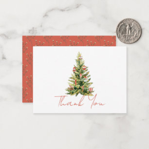 Merry Little Christmas Tree Red Thank You Card