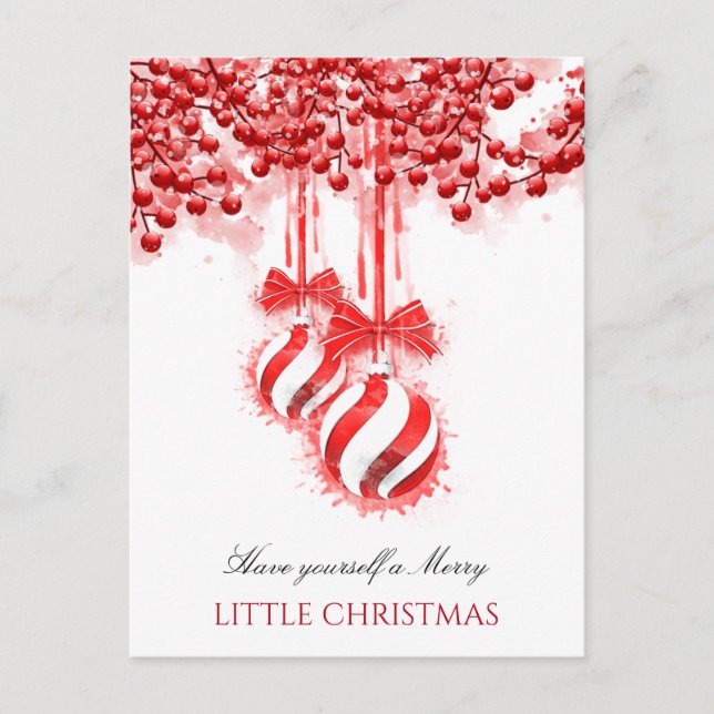 Merry Little Christmas Watercolor Splash Postcard (Front)