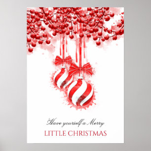 Merry Little Christmas Watercolor Splash Poster