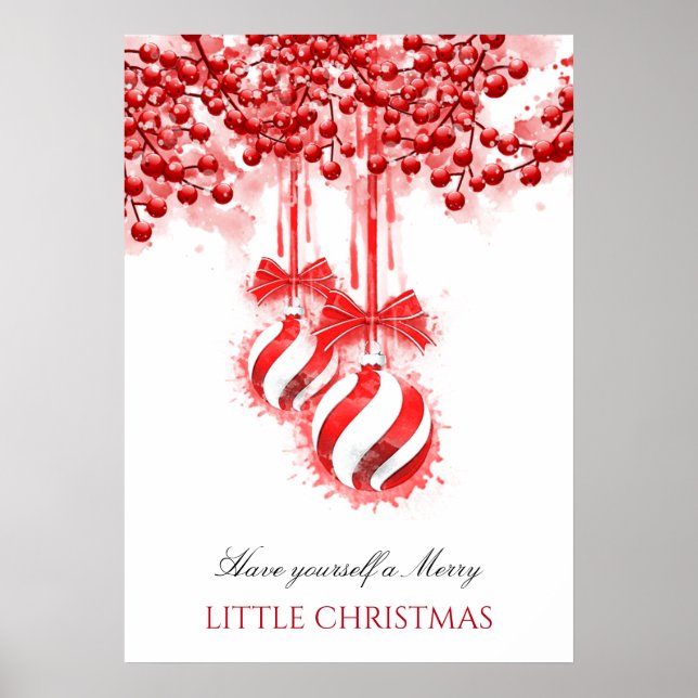 Merry Little Christmas Watercolor Splash Poster (Front)