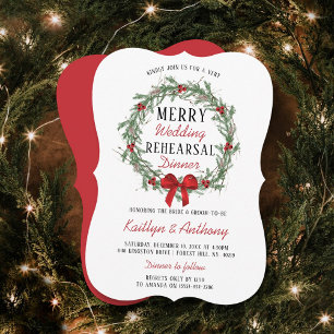 Merry Little Christmas Wedding Rehearsal Dinner Invitation