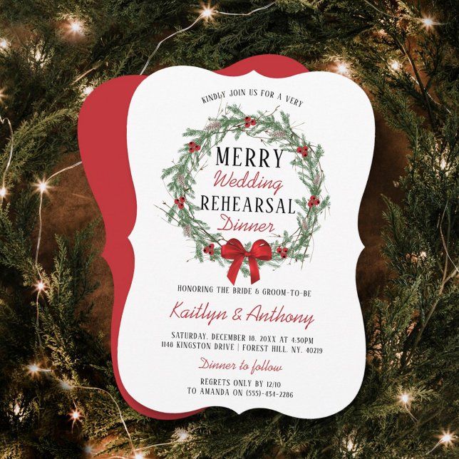Merry Little Christmas Wedding Rehearsal Dinner Invitation (Creator Uploaded)