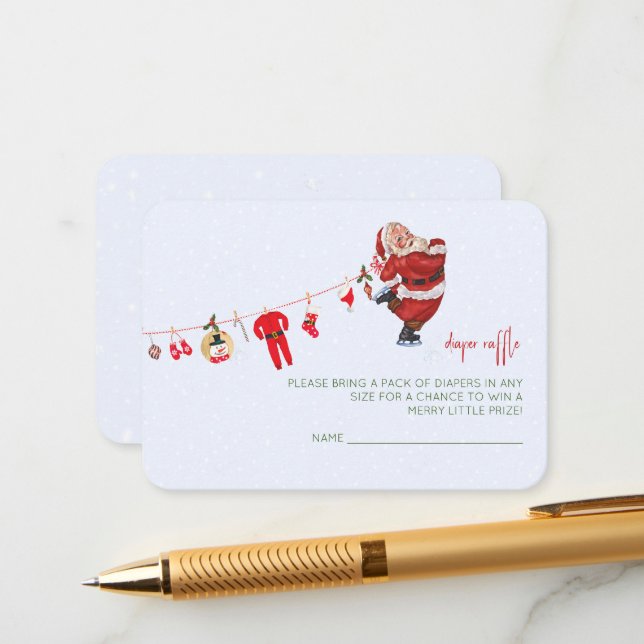 Merry Little Christmas Winter Baby Shower Books Enclosure Card (Front/Back In Situ)