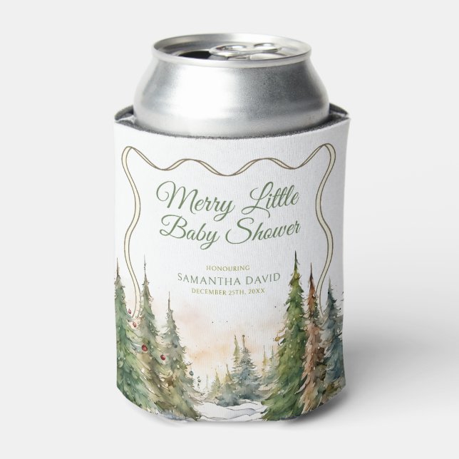 Merry Little Christmas Winter Baby Shower  Can Cooler (Can Front)