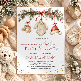 Merry Little Christmas Winter Baby Shower Invitation