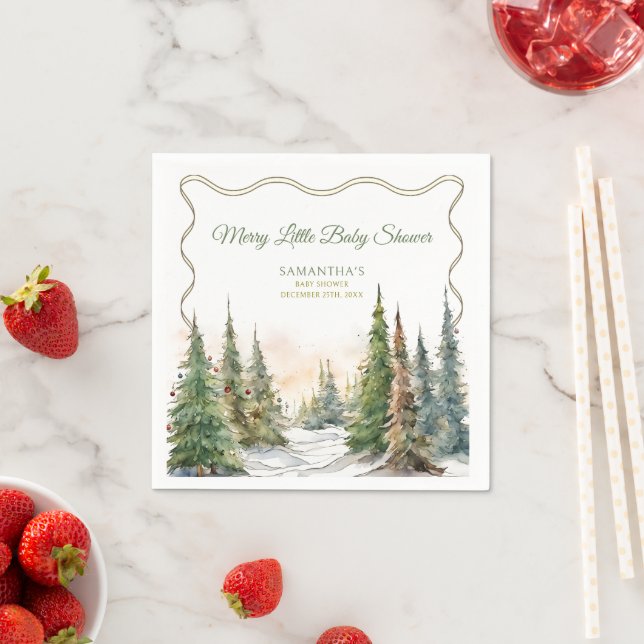 Merry Little Christmas Winter Baby Shower  Napkin (Insitu)